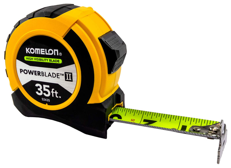Komelon 52435; 35' x 1.06" Powerblade II Tape Measure, ABS Case, Black/Yellow, Small Standard Lock - 35FT 10.7 m