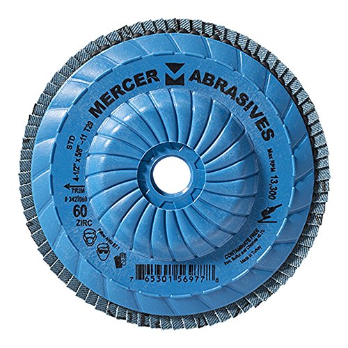Mercer Industries 342T060-4-1/2" x 5/8"-11 Type 29 Zirconia Standard Density Trimmable FlapDiscs, Grit 60 (10 Pack) Type 29, Standard Density