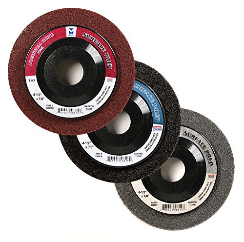 Mercer Industries 396MRN - 4-1/2" x 7/8" Maroon Non-Woven Surface Preparation Wheels (10 Pack) Maroon/Fine