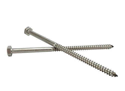 Stainless 1/4 x 5 Hex Lag Screw (1" to 5" Lengths Available in Listing), 18-8 Stainless Steel, 50 Pieces (1/4 x 5) 1/4 x 5"