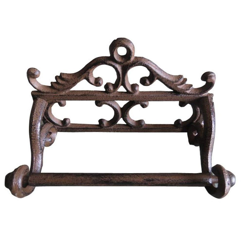 Comfy Hour French Scroll Decorative Cast Iron Toilet Paper Holder, Victorian Style Wall Mounted Paper Roll Organizer, Rustic Farmhouse Home Hardware, Antique Finished Metal, Brown, 1 Piece
