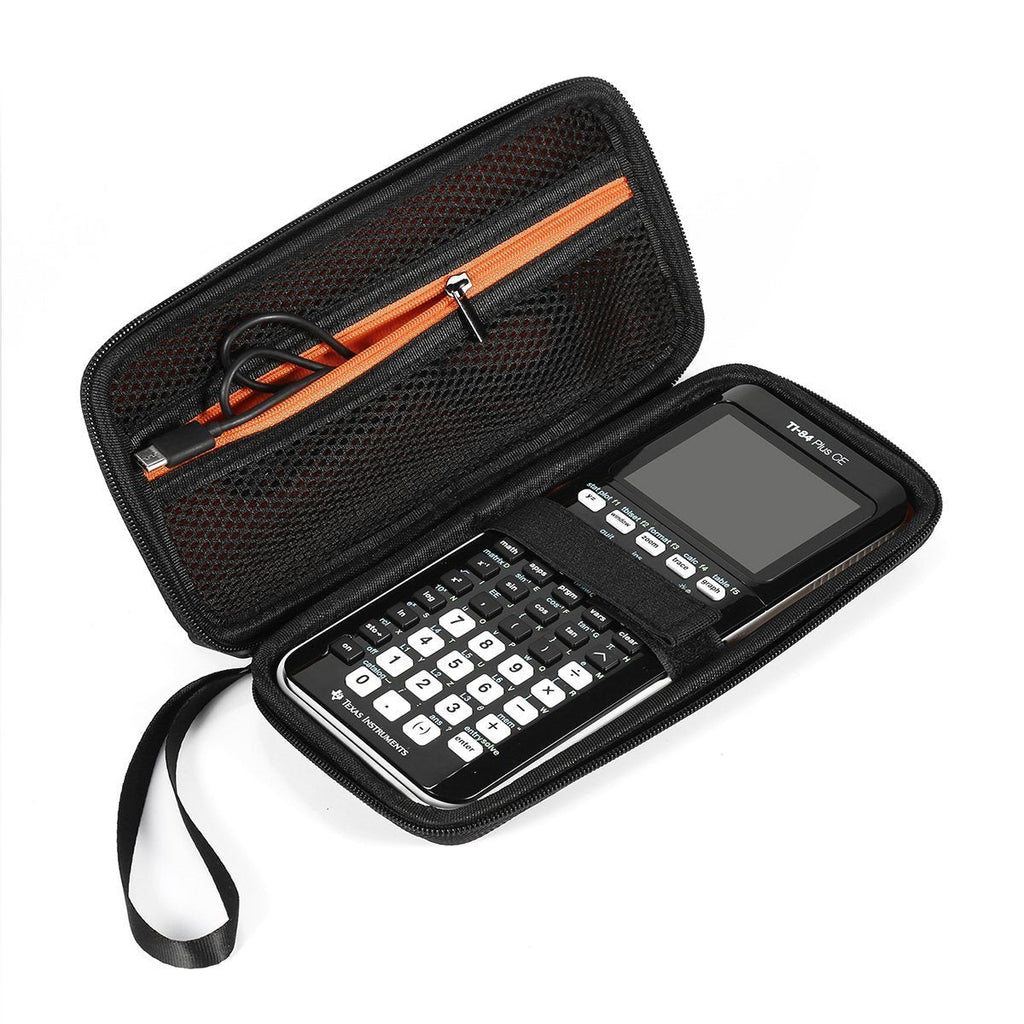 BOVKE Hard Graphing Calculator Case Compatible with Texas Instruments TI-84 Plus CE/TI-84 Plus/TI-83 Plus CE/Casio fx-9750GII, Extra Zipped Pocket for USB Cables, Manual, Pencil, Ruler, Black A_Black