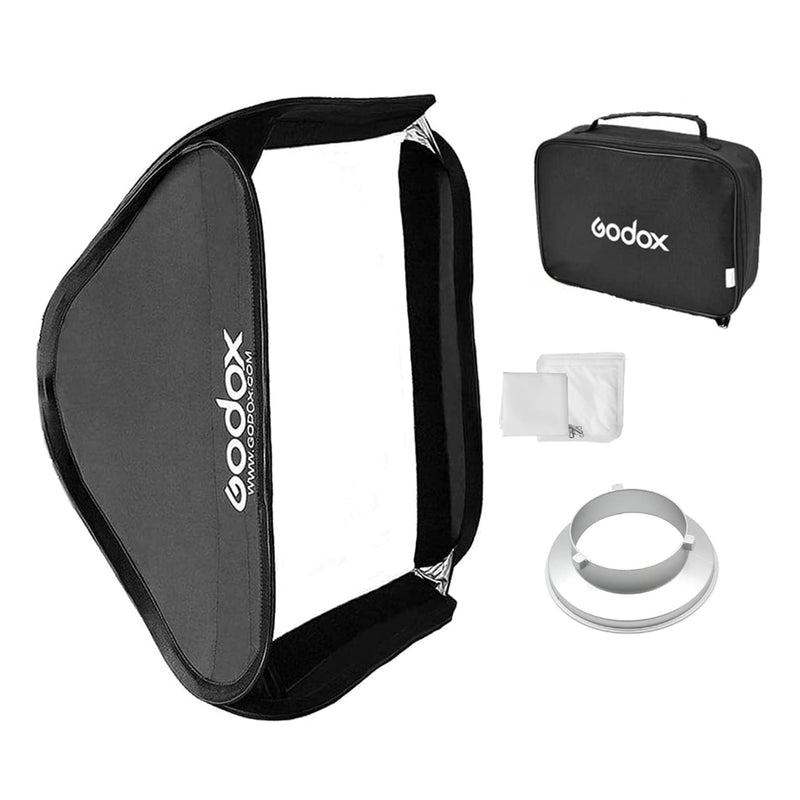 Godox Softbox 60cm x 60cm Portable Collapsible Softbox with Quick Release Bowens Mount Speedring Adapter for Studio Photography - 24" x 24" 24"x24"