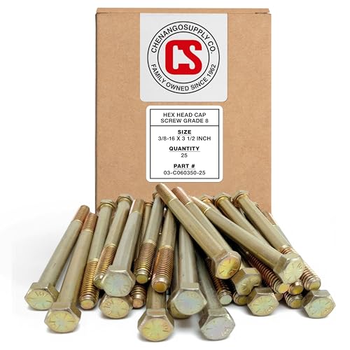 Chenango Supply 3/8-16 x 3-1/2" Grade 8 Hex Head Bolts 3/8-16x3-1/2" (25 pcs)