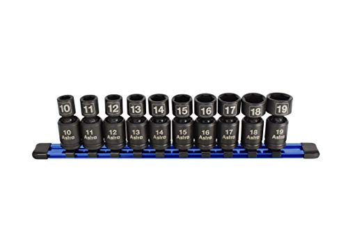Astro Pneumatic Tool 78344 Metric 3/8" Drive Nano Pinless Universal Impact Sockets (10Piece) 3/8" Drive Nano Metric