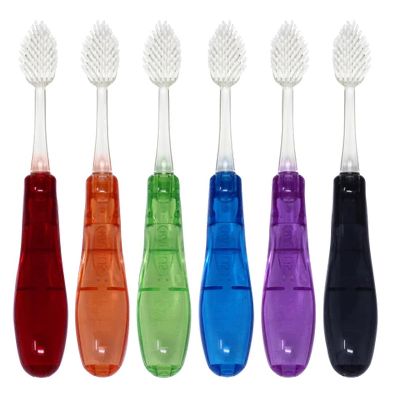 RADIUS Tour Travel Brush & Case with Replaceable Brush Head ADA Accepted Toothbrush Improve Gum Health - Assorted Colors - Pack of 6 1 Count (Pack of 6)
