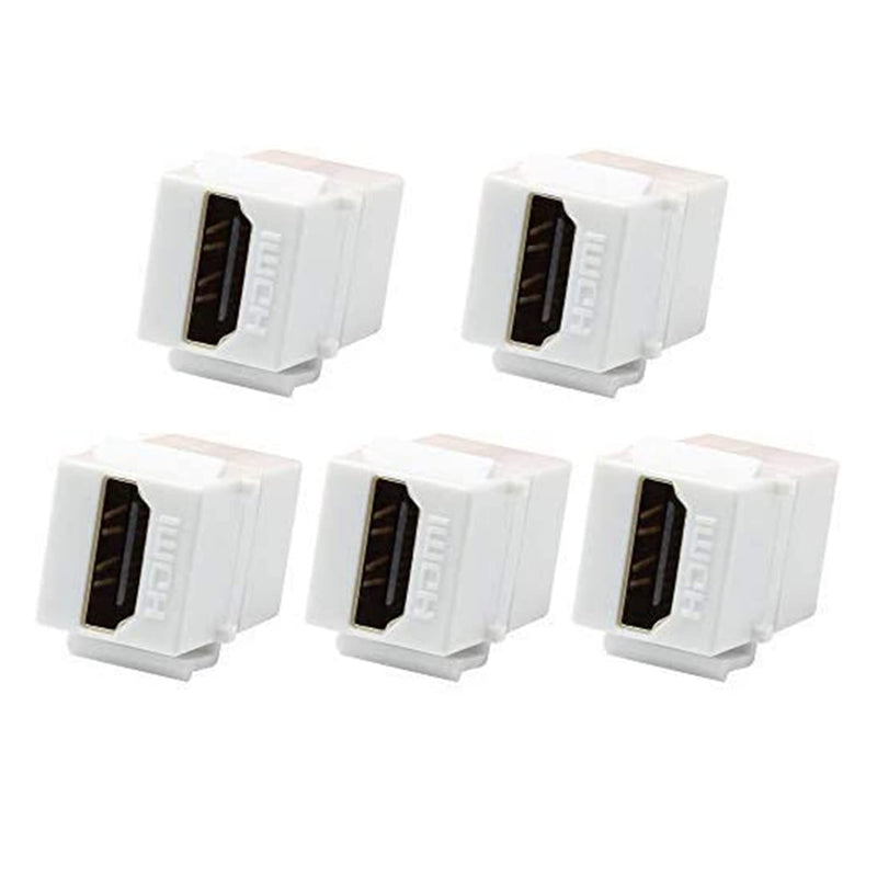 VICTEK 5-Pack HDMI Keystone 4K Female to Female Coupler No-Delay Snap-in for Wall Plate - White 5PACK