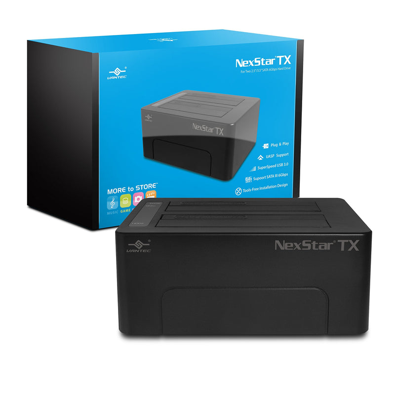 Vantec NexStar TX Dual Bay USB 3.0 Hard Drive Dock (NST-D428S3-BK) NexStar TX - Dual HDD Dock(Updated version)