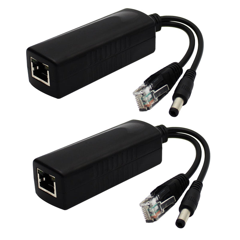 ANVISION 2-Pack Active PoE Splitter Adapter, DC 12V Output, IEEE 802.3af Compliant, 10/100Mbps, for IP Camera AP Voip Phone and More, AV-PS12