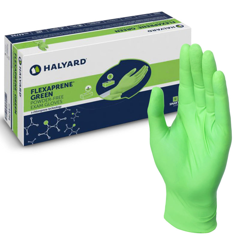 HALYARD FLEXAPRENE Green Exam Gloves - 3.5 mil, 9.5 Inches, Green, Small, Box of 200 - Made with Chloroprene Technology, Non-Sterile, Powder-Free Disposable Gloves Small+9.5inch