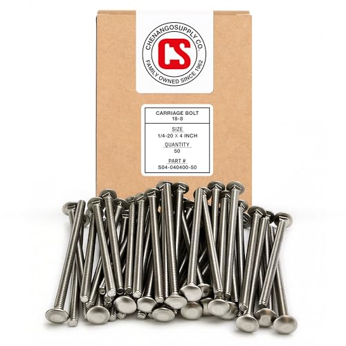 Chenango Supply 1/4-20 x 4 Stainless Steel Carriage Bolts 1/4-20x4