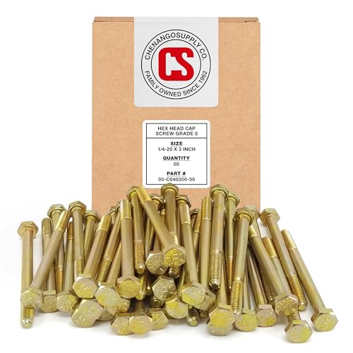 Chenango Supply 1/4-20 x 3 Grade 8 Hex Head Bolts 1/4-20x3 50pcs