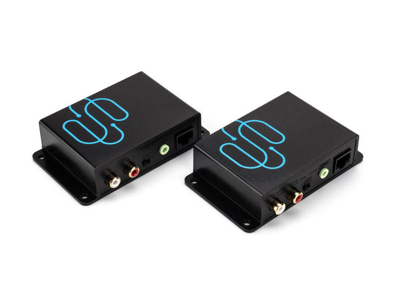 Sewell Sound Link Audio over single cat5e or cat6, 3.5mm or RCA, 600m or 2000 ft, bi-directional, up to two inputs/outputs Black