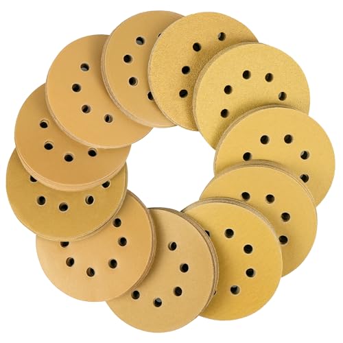 LotFancy 110 PCS 5 Inch 8 Hole Sanding Disc, 60 80 120 150 180 220 320 400 600 800 1000 Grit Aluminum Oxide Sandpaper Assortment, Sand Paper for Wood, Plastic, Rust Removal, Random Orbital Sander Pads 110PCS Assorted Grit