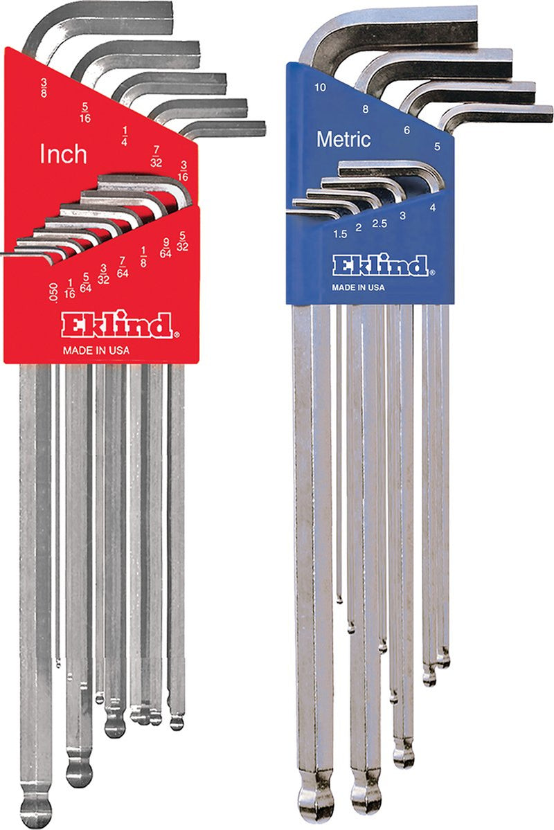 EKLIND 17322 Bright Ball-Hex L-Key Allen Wrench Combo- Extra Long Inch/MM (2 Sets 22pc) One Size