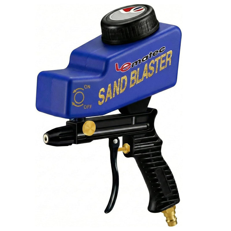 LE LEMATEC Sand Blaster Gun Kit for Air Compressor, Pistola de Arena | Portable handheld sandblaster, ceramic nozzle, 90 PSI 4 CFM, rust paint removal, auto restoration Ceramic Nozzle Blue