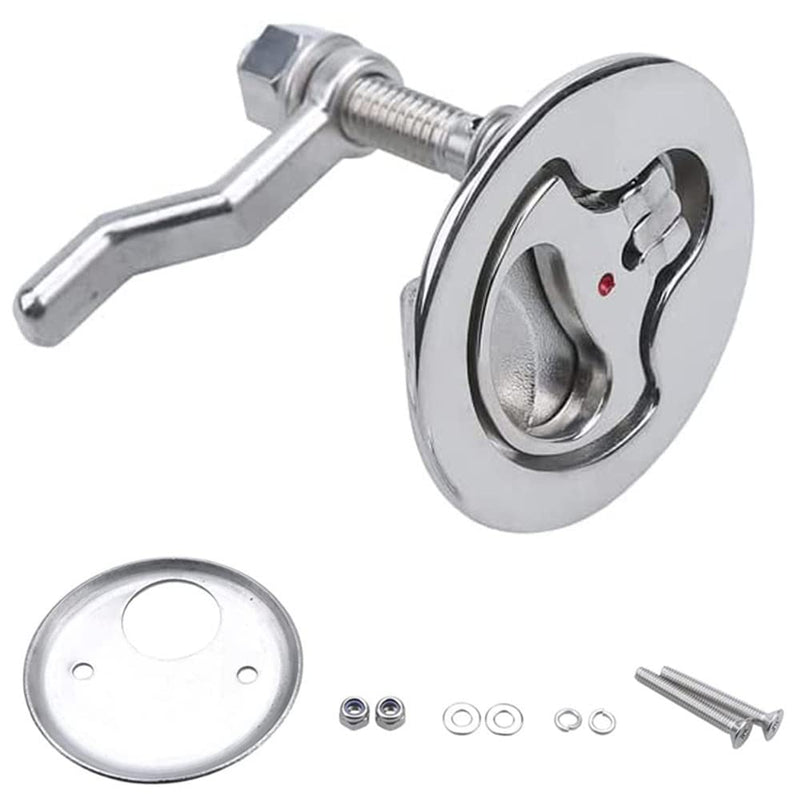 MIZUGIWA Boat Cam Latch Stainless Steel Marine,Boat Locker Latch Hatch Pull,Flush Hatch Lift with Back Plate Fasteners Standard Back Plate-1 PC