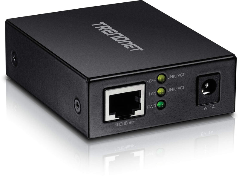 TRENDnet 1000Base-T to SFP Fiber Media Converter, Compact Design, 1000Base-T RJ-45 Port, 1000Base-SX/Lx SFP Slot, Mini Gbic, Multimode, Single-Mode, Full-Duplex Mode, Dual Speed SFP, TFC-GSFP 10/100 Mbps RJ-45|100 Mbps SFP
