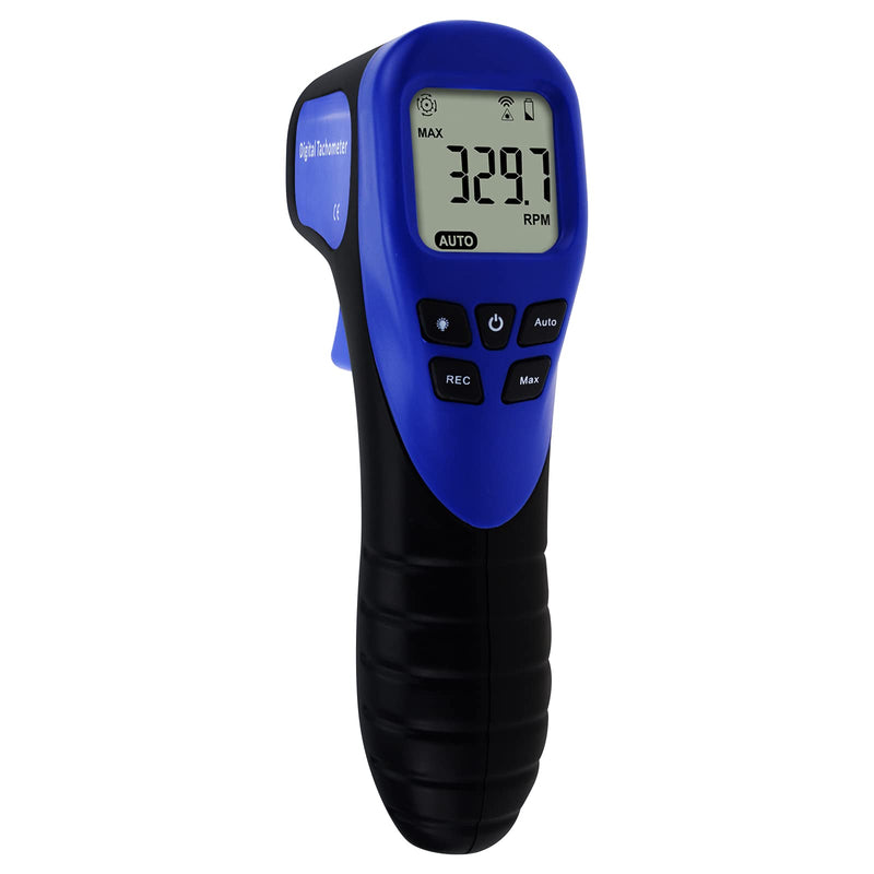 Digital Non-Contact Photo Tachometer, Laser Tachometer with Data Recording Function, Reflective Tapes, Measuring Range: 2.5-99999 RPM