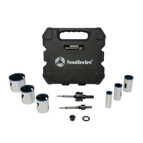 Southwire Bi-Metal Hole Saw Kit - Reliable Multi-Purpose Cutting - Quick Attach & Detach - Hardened Mandrel - Easy Slug Ejection - 9-Piece Kit 9 Piece Hole Saw Kit