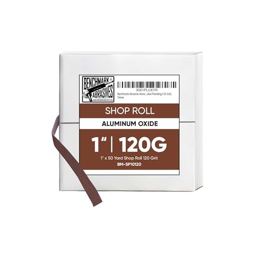 Benchmark Abrasives 1” X 150’ Shop Roll Emery Cloth Sandpaper Roll, Aluminum Oxide Sand Paper for Wood Furniture, Metal Polishing, Sanding, Automotive, Plumbing, Finishing - 120 Grit