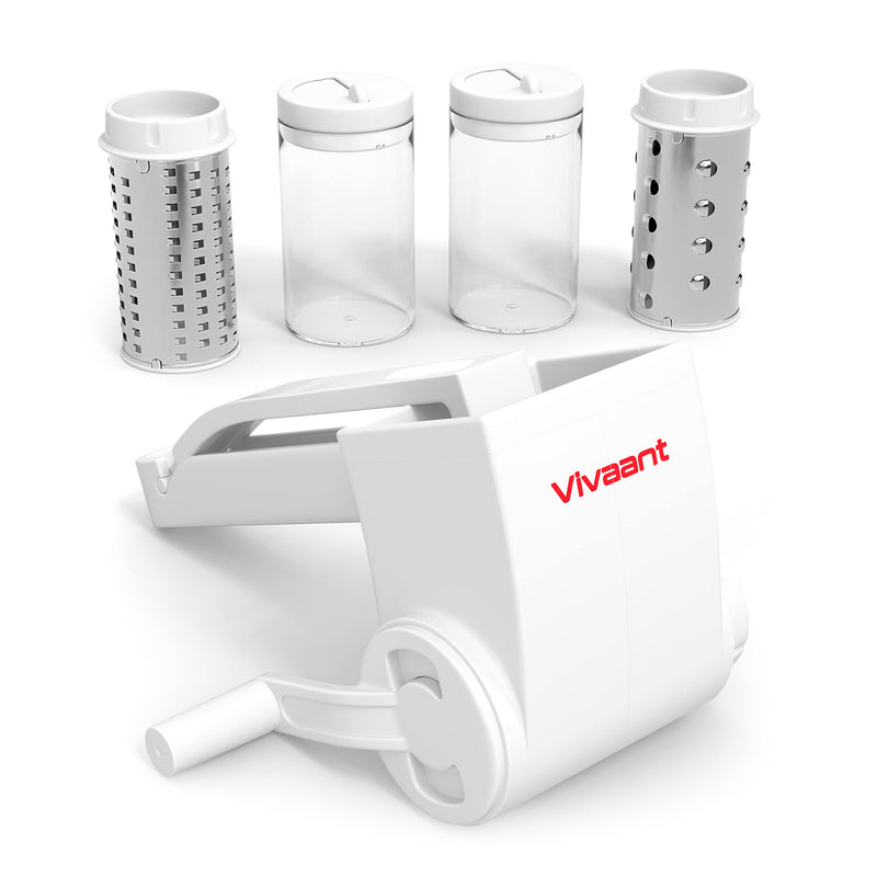 Parmesan Cheese Grater Hand Crank, Restaurant-Grade Rotary Cheese Grater Handheld Italian Style with 2 Stainless Steel Drum Blades is Dishwasher Safe & Easy to Clean 0000