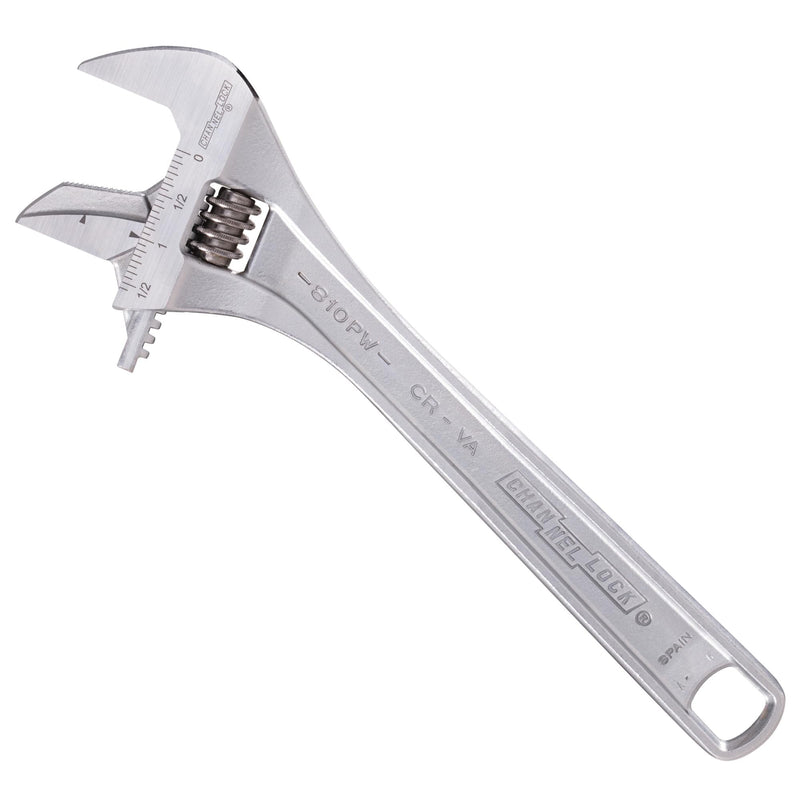 Channellock Adjustable Wrench 810PW - Reversible Jaw, Pipe Wrench Function - 10 In.