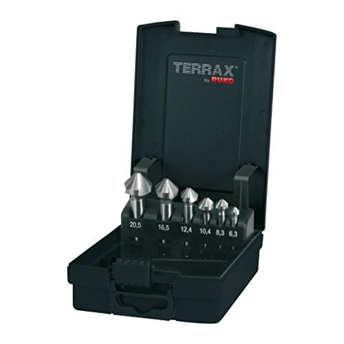 Terrax by Ruko Cone and deburring Countersink Set, DIN 335, Shape C 90° HSS in Plastic Box, 1 Piece, A102152RO SINGLE