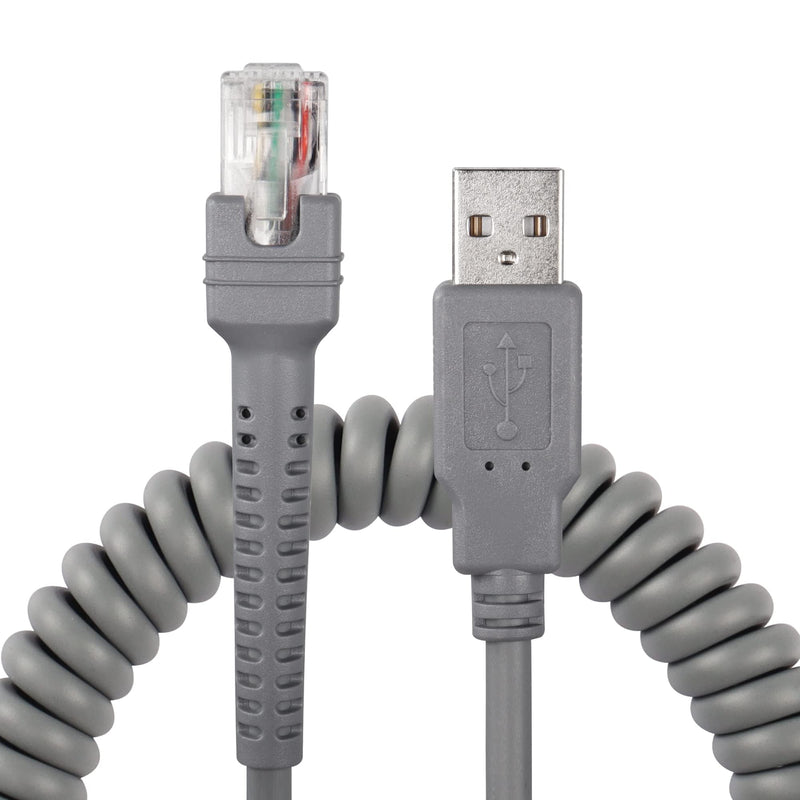 Symbol Ls2208 USB Cable,SinLoon USB A to RJ45 Coiled Spiral Extension Cable, Symbol Barcode Scanner Ls2208ap Ls1203 Ls4208 Ls4278 Ds6707 Ds6708 USB Cable,(10ft,3M)
