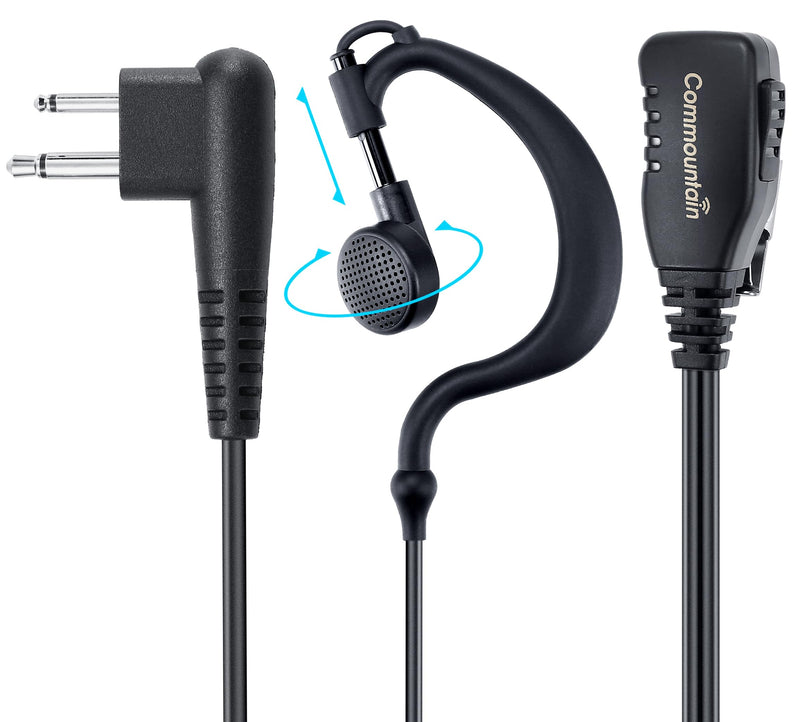 commountain CP200D CP100D Earpiece with PTT/Mic for Motorola Walkie Talkies Radios R2 CP200 CP185 BPR40 BPR40D CLS1410 CLS1110 DTR700 RDU4100 RDU4160D RMU2040 RMU2080D CLS CP, G Shape Earhook Headset For users below 6 feet tall