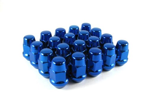 EZAccessory 24 Blue Bulge Acorn Lug Nuts 14x1.5 Thread Size 13/16" Hex Pack of 24