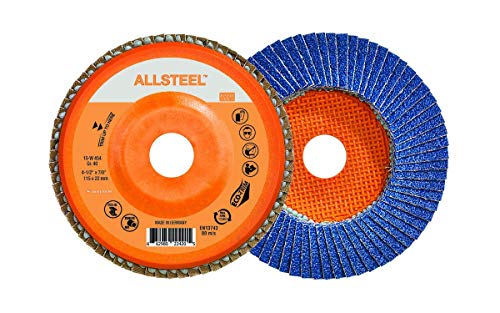 WALTER 15W454 ALLSTEEL Flap Discs - [Pack of 10] 40 Grit, 4-1/2 in. Abrasive Disc for Metal Deburring, Finishing 4-1/2" Dia