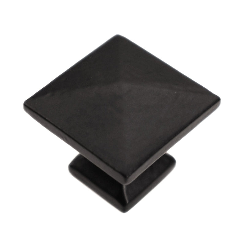 Iron Valley - 1-1/4" Modern Square Cabinet Knob - Pack of 5 - Solid Cast Iron
