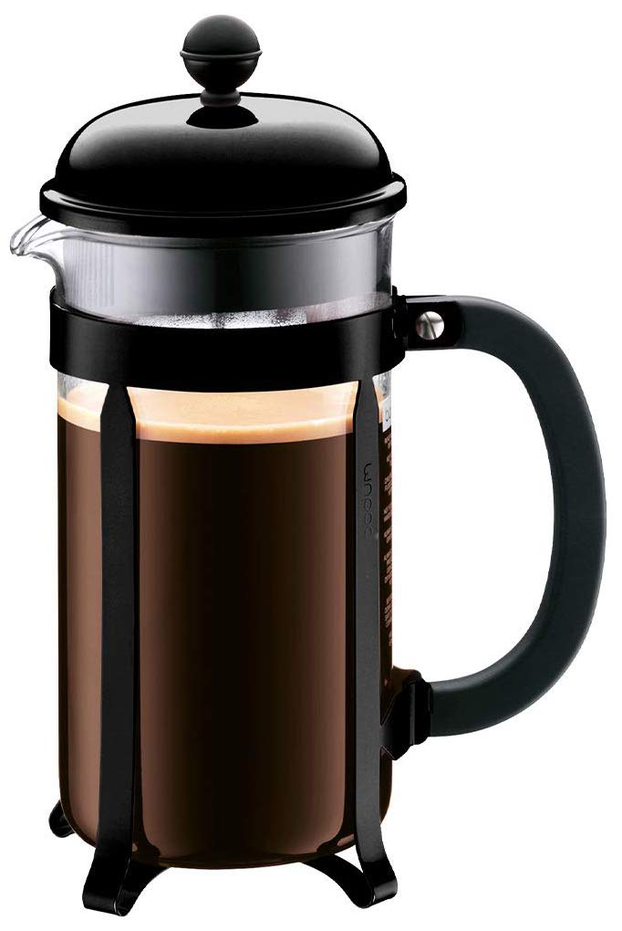 Bodum 34oz Chambord French Press Coffee Maker, High-Heat Borosilicate Glass, Stainless Steel, Black – Made in Portugal 34 oz