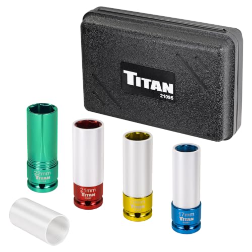 Titan 21095 4-Piece 1/2-Inch Drive Non-marring Impact Deep Lug Nut Socket Set 4pc Set