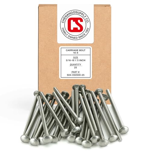 Chenango Supply 5/16-18 x 5" Stainless Carriage Bolts 5/16-18x5