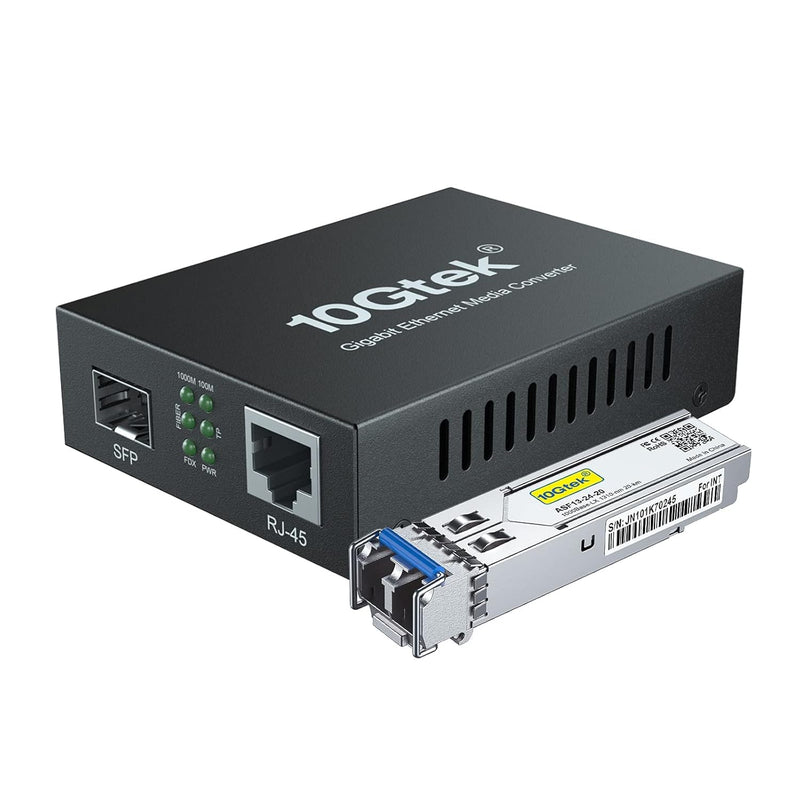 Gigabit Ethernet Media Converter, SingleMode Dual LC Fiber to Ethernet RJ45 Converter for 10/100/1000Base-Tx to 1000Base-LX, UL Certified, 1310-nm, up to 20-km SMF, 20km Power Outside X1