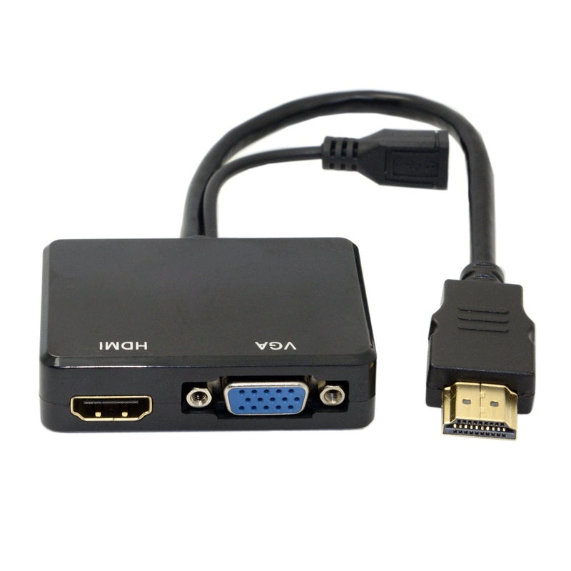 Cablecc HDMI to VGA & HDMI Female Splitter with Audio Video Cable Converter Adapter For HDTV PC Monitor