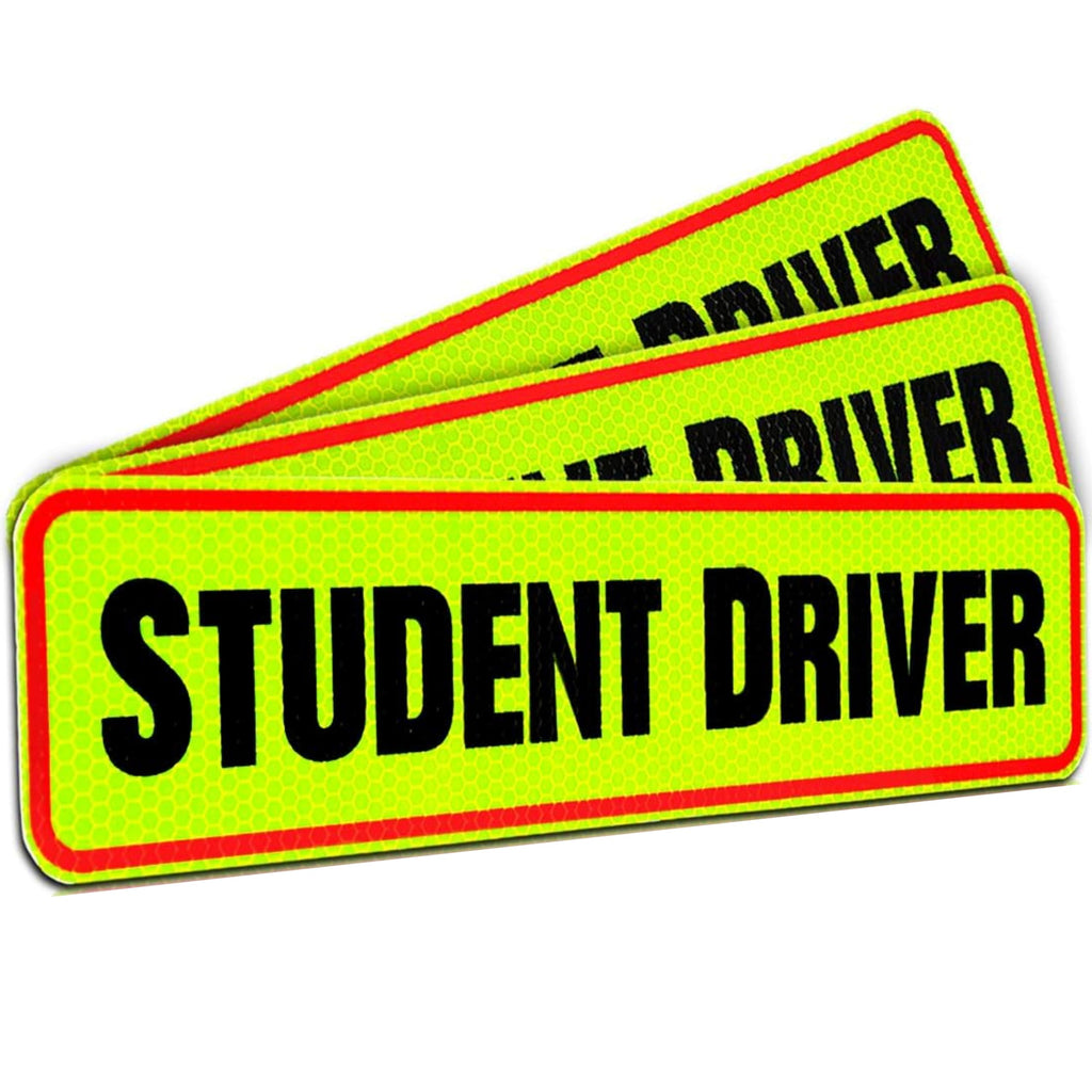 Reflective Student Driver Magnet | 12" Car Magnet Sticker for New & Beginner Drivers | Weatherproof & Magnetic | Accessories for Student Driver | Driving Signs Stickers Student Driver 12”, 3 Pk