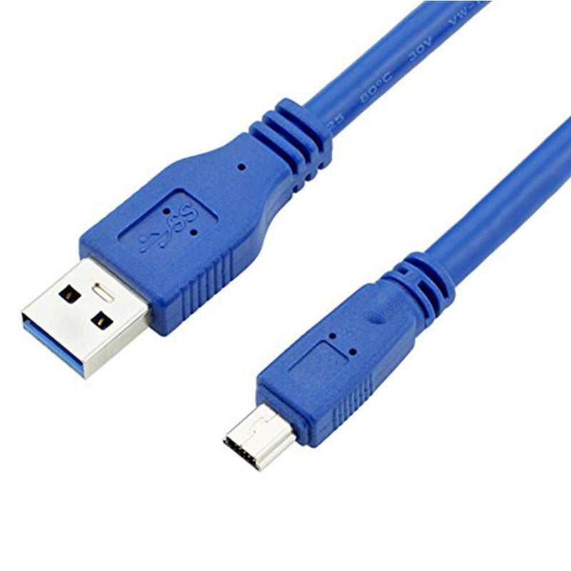 Bluwee USB 3.0 Cable - Type A-Male to Mini B 10-Pin Male - 1.8 Meters (6 Feet) - Round Blue 6 FT