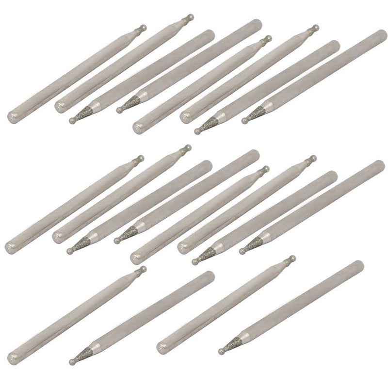 sourcingmap® 2.35mm Shank 1.2mm Dia Diamond Head Ball Shaped Grinding Mounted Point Bit 20pcs