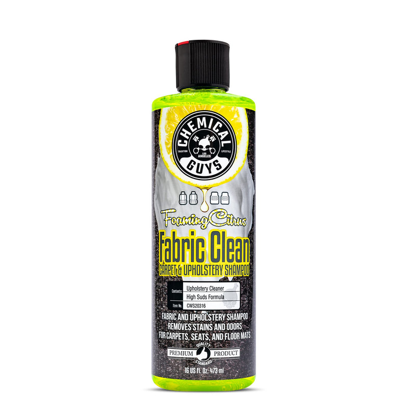 Chemical Guys CWS20316 Foaming Citrus Fabric Clean Carpet & Upholstery Cleaner (Car Carpets, Seats & Floor Mats), Safe for Cars, Home, Office, & More, 16 fl oz, Citrus Scent 16 Fl Oz (Pack of 1)
