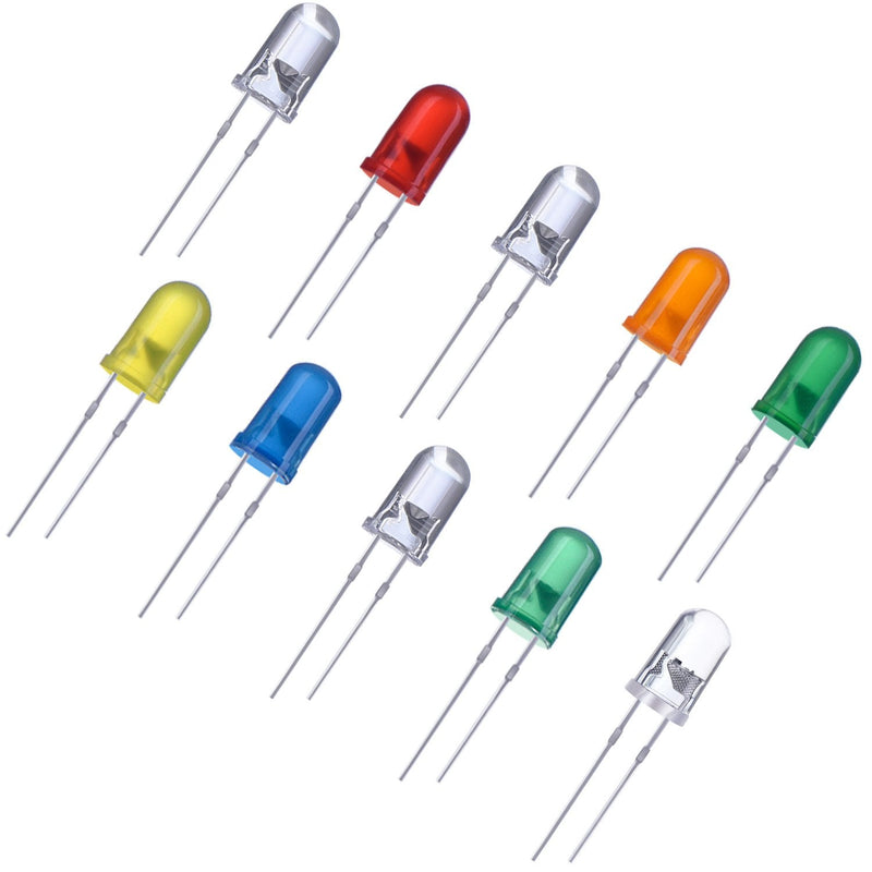 100 pieces clear LED light diffuse diodes LED lamp mixed kit 10 colours 5 mm.