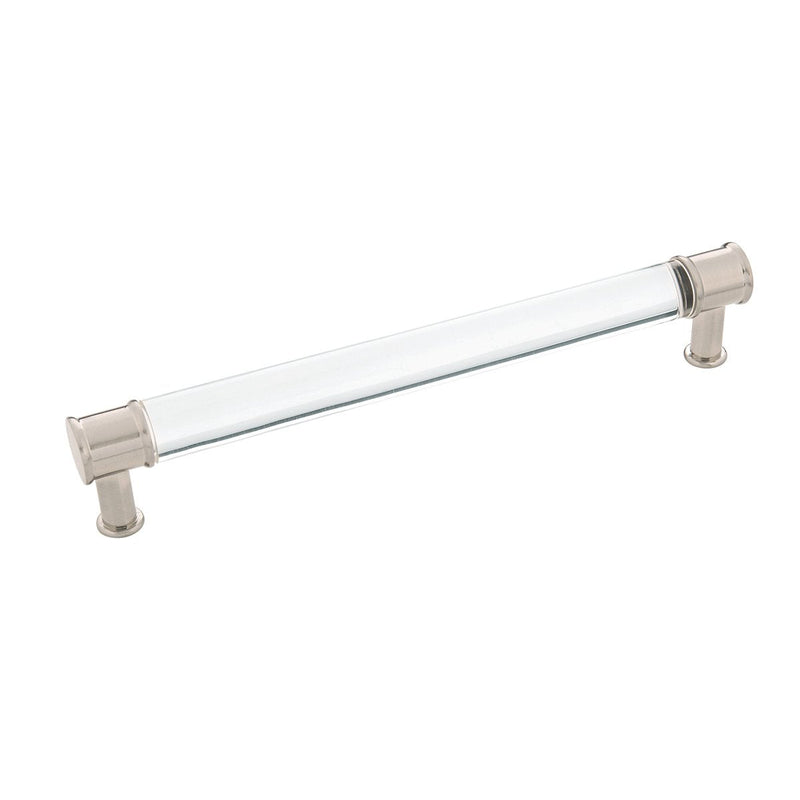 Hickory Hardware 1 Pack Solid Core Kitchen Cabinet Pulls, Luxury Cabinet Handles, Doors & Dresser Drawers, 7-9/16 Inch (192mm) Hole Center, Crysacrylic with Satin Nickel, Midway Collection 7-9/16 Inch (192mm) Center to Center