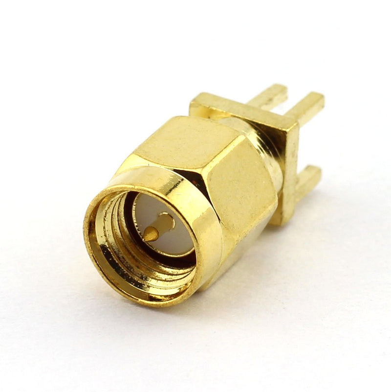 5-Pack SMA Male RF Coaxial Adapter 4 Pins Edge Square Stand Connector PCB Panel Edge Mount Plug Jack Connector