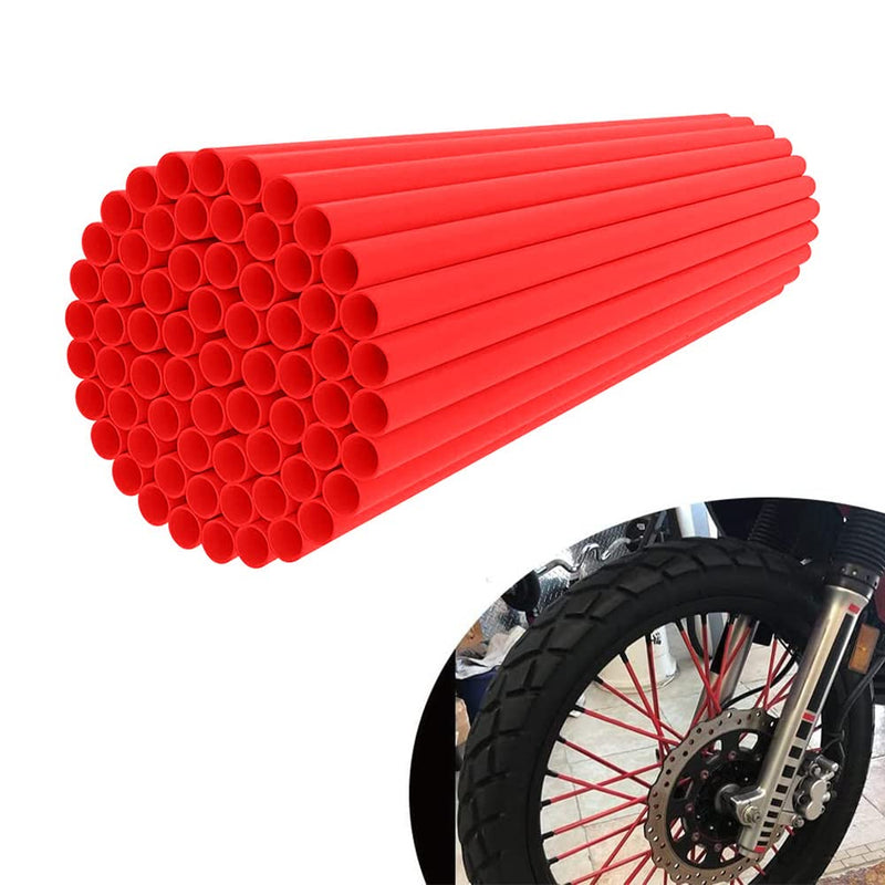 JFG RACING Spoke Skins,72Pcs Red Dirt Bike Spoke Covers For 8"-21" Rims crf250r crf250x crf230f crf450r crf125 XR250,Wheel Rims Wraps Pipe Trim Universal for Motorcycle Bicycle Wheelchair Decoration