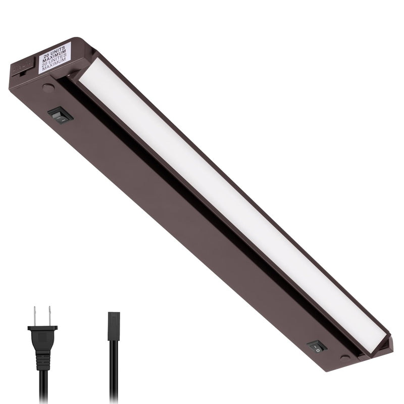GETINLIGHT 16-inch Swivel LED Under Cabinet Lighting, 2 Color Levels, 2700K/4000K, Dimmable with Wall Dimmers, Plugged-in Only, Bronze Finished, IN-0109-4-BZ 16 Inch