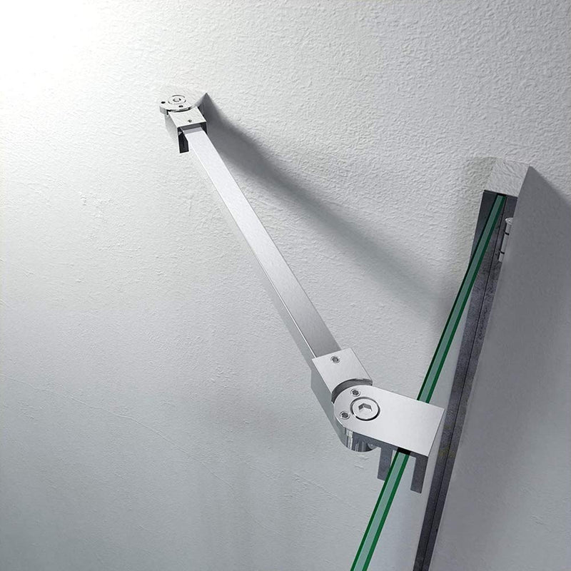 40cm / 15.7" Stainless Steel Frameless Shower Door Fixed Panel Wall-to-Glass Support Bar for 1/4" to 3/8" Thick Glass by M-Home (400mm, Chrome) 400mm