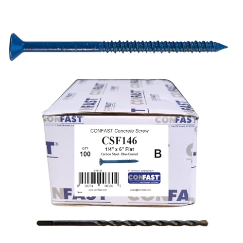 CONFAST 1/4" x 6" Blue Flat Phillips Concrete Screw Anchor 1/4" x 6"