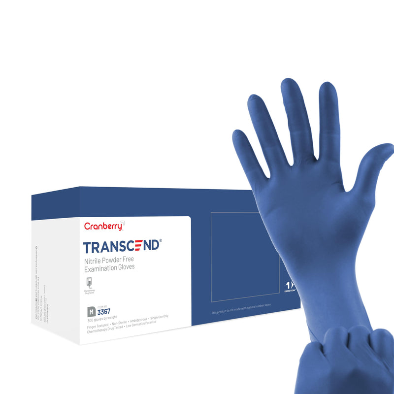 Cranberry Transcend Matte Blue Nitrile Exam Gloves, Pack of 300, Small, Fentanyl Resistant, Chemo Drug Tested, Low Dermatitis Potential, 2.5 Mil